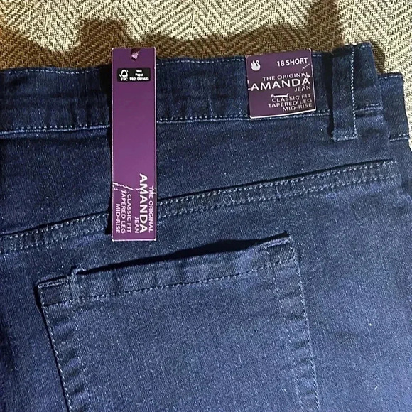 NWT THE ORIGINAL AMANDA JEAN 18 SHORT WOMEN DARK CLASSIC FIT TAPER LEG MIDRISE - Picture 3 of 7